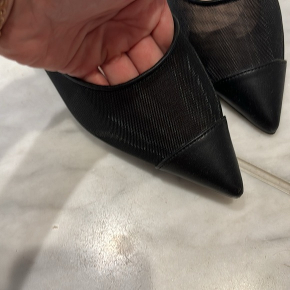 Aqua mesh mini heels with leather point toe - Picture 2 of 3